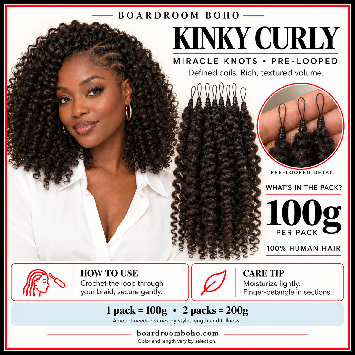 Kinky Curly Human Hair – 100G
