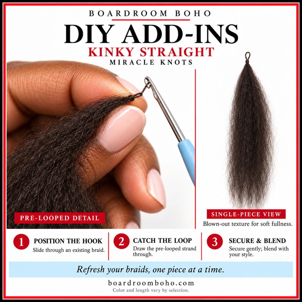 Kinky Straight Human Hair – Pre-Looped Miracle Knots – 100G