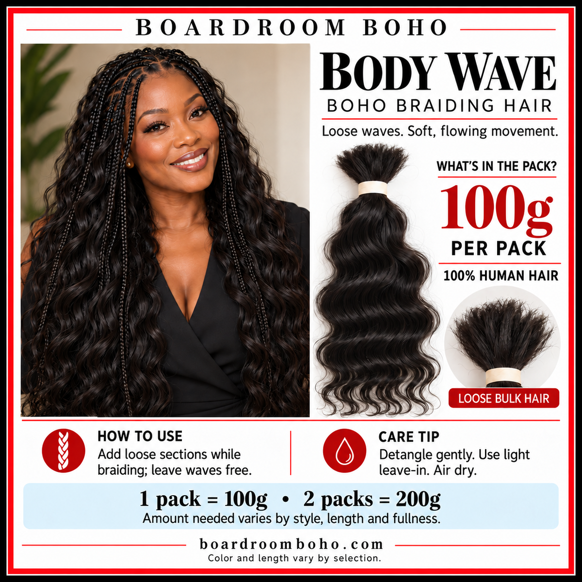 Bodywave Human Hair – 100G