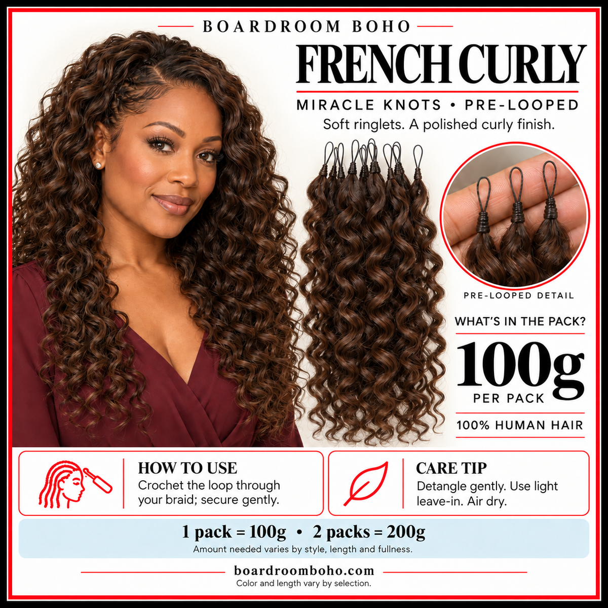 French Curly Human Hair – 100G