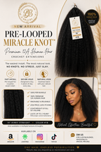 Kinky Straight Human Hair – Pre-Looped Miracle Knots – 100G