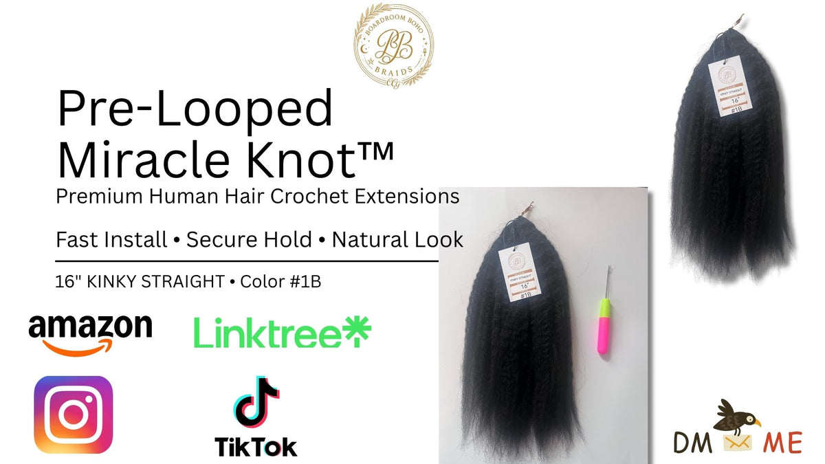 Kinky Straight Human Hair – Pre-Looped Miracle Knots – 100G