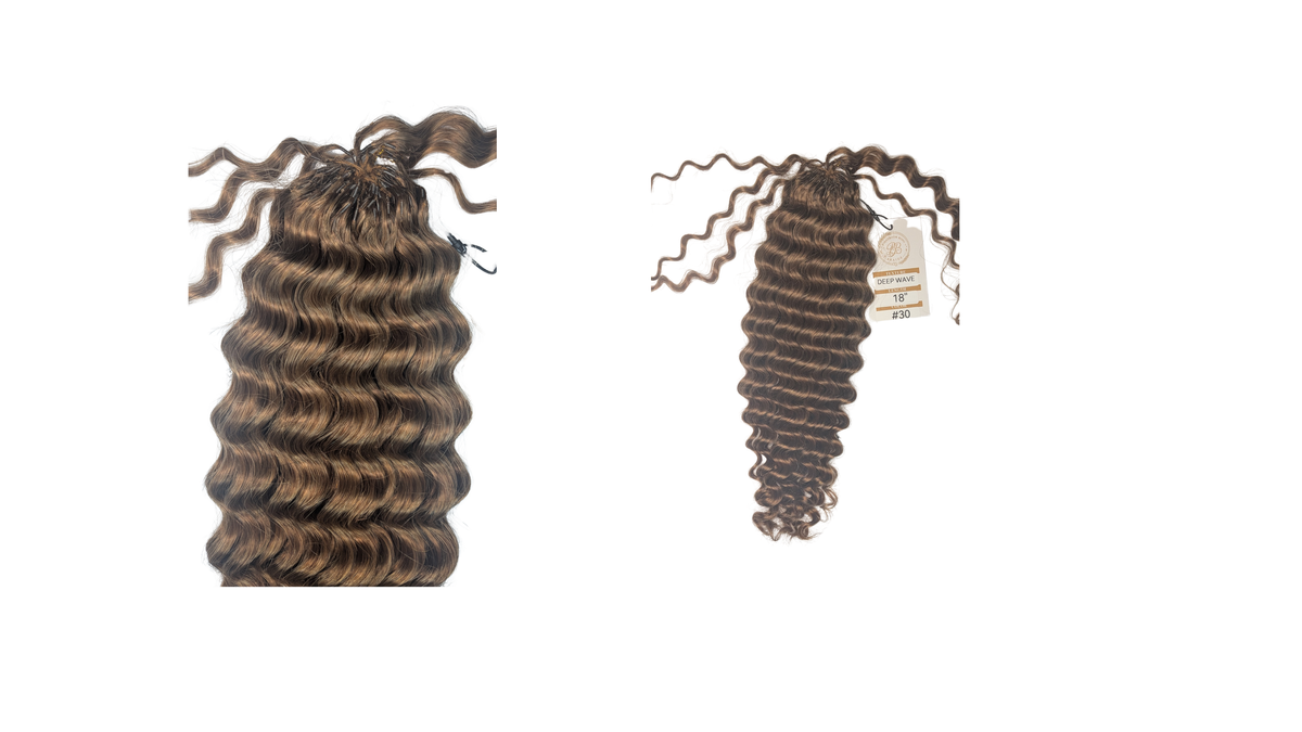 Boardroom Boho Deep Wave pre-looped human hair for Miracle Knots, 18 inch, color #30, #1B, #613, #4, #2, #27